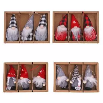 3 Dolls/set Christmas Dolls Hanging Knitted Fabric