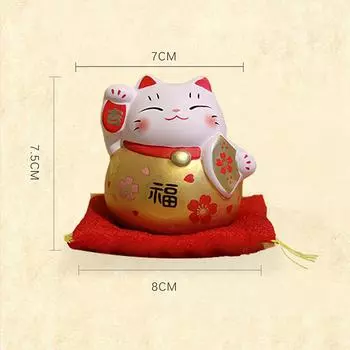 3-дюймовая керамическая фигурка кота удачи Манэки-нэко, ручная роспись, украшение, маленький кот удачи с подставкой под приборы золотой