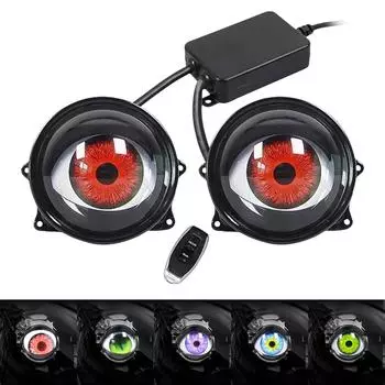 3-дюймовые автомобильные линзы Devil Eyes Lights 12-36 В Demon Red Eye Dynamic Headlight Assembly с дистанционным управлением Auto Retrofit Accessorie