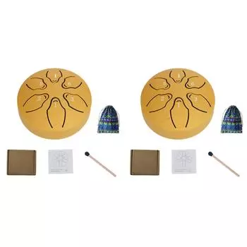 3-дюймовый 6-дюймовый барабан для дождя для наружного стального барабана для языка для йоги (Золото)