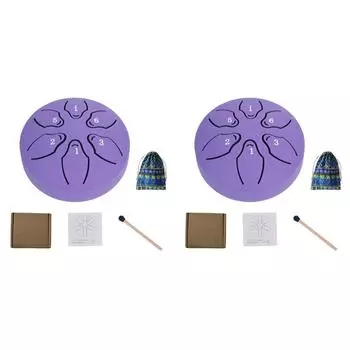 3-дюймовый 6-дюймовый барабан для дождя для наружного стального барабана для языка для йоги (фиолетовый)