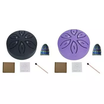 3-дюймовый 6-дюймовый барабан для дождя для наружного стального барабана для языка для йоги (черный) Хайсс