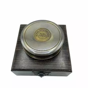 3-дюймовый большой бронзовый или черный поэтический компас в деревянной коробке
