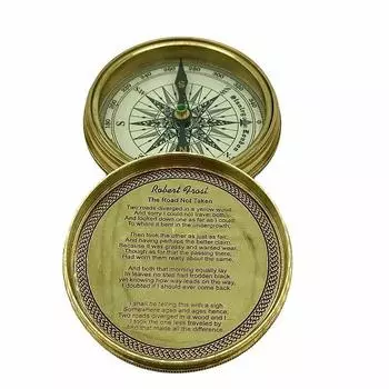 3-дюймовый большой латунный, бронзовый или черный стихотворный компас в деревянной коробке