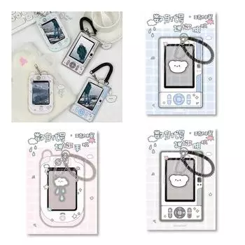 3-дюймовый держатель для фотокарточек, небольшой фотоальбом, держатель для фотокарточек, защитные чехлы с милой подвеской и брелком синий