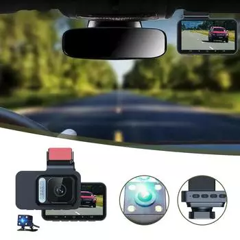 3-дюймовый двойной объектив высокой четкости 1080P, передняя и задняя двойная видеорегистратор с функцией записи, камера заднего вида, мобильный телефон 17157.5cm чёрный