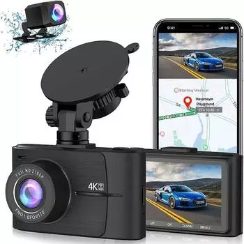 3-дюймовый IPS видеорегистратор GPS WIFI автомобильный видеорегистратор с двумя камерами для автомобиля спереди 4K и сзади 1080P Угол HD ночное видение none