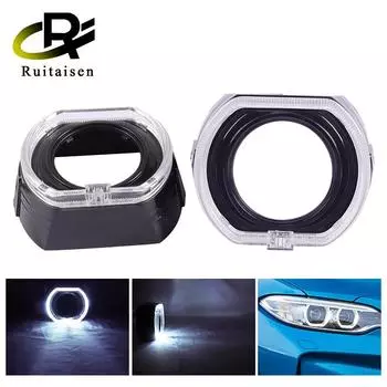 3-дюймовый квадратный светодиодный ангельский глаз 12 В, мини-спрятанная линза проектора, белая крышка, Стайлинг автомобиля, маска для фар only cover