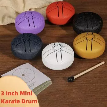 3-дюймовый мини-барабан для карате, инструмент для иеркуссии, 6 нот, стальной язык, используется для медитации, йоги, для начинающих чёрный
