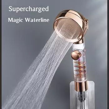 3-функциональная насадка для душа с фильтром и кнопкой остановки Magic Waterline, ручная насадка для душа высокого давления для ванной комнаты shower head 8X24 cm серебряный