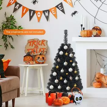 3 фута черная искусственная елка без подсветки для Хэллоуина и Рождества, компактная елка для украшения фестиваля и вечеринки One Size