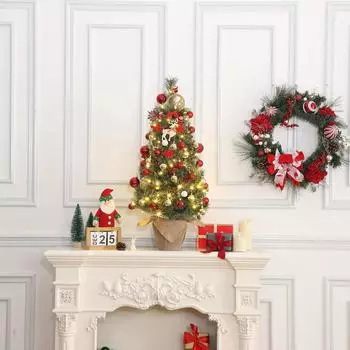 3-футовая искусственная новогодняя елка с подсветкой, снежная флокированная новогодняя елка со светодиодной подсветкой, маленькая 3-футовая новогодняя елка с сосной Other