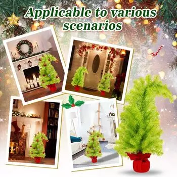 3-футовая зеленая рождественская елка, причудливые изогнутые пластиковые деревья, искусственные рождественские настольные украшения для дома One Size зелёный