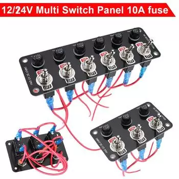 3 Gang/6 Gang Toggle Switch Panel 12V/24V On/Off Rocker Toggle Switch with 10A Fuse Racing Cars RV Camper Marine Boat Yacht