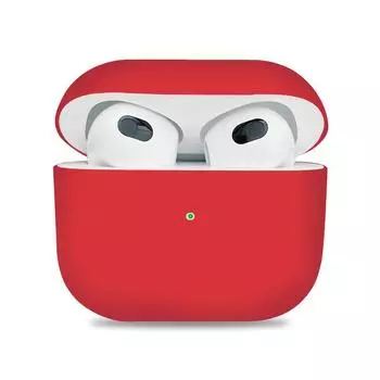 3 Generation Minimalist Soft Solid Color Applicable to Apple Pro1 Earphone Case Bare Metal Feel Non-Stick Fingerprint Huaqiang North Earphone Case Apple Airpods 3 Red(Ultra-thin protective case)