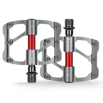 3 герметичных подшипника, плоские педали для велосипеда, алюминиевый сплав, педали для велосипеда с 12 противоскользящими штифтами серебряный