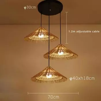 3 головки Asia Restaurant Hotel Подвесной светильник E27 Подвесные декоративные люстры Бамбуковые подвесные светильники Гостиная Подвесной бамбуковый светильник No Bulb