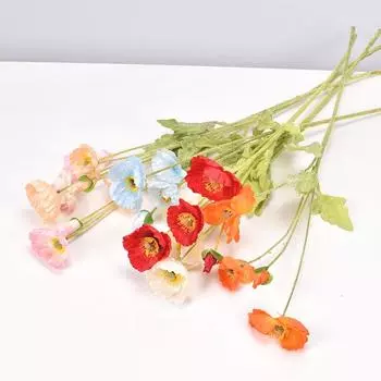 3 Головы Мини Маки Искусственные Цветы Шелковые Искусственные Цветы Домашняя Вечеринка Свадебные Украшения Фотографии Декоративные Искусственные Цветы