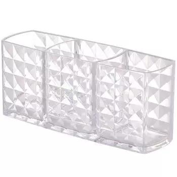 3 Grids Cosmetic Organizer Clear Eyelash Brushes Organizer New Makeup Brush Storage Boxes Desk