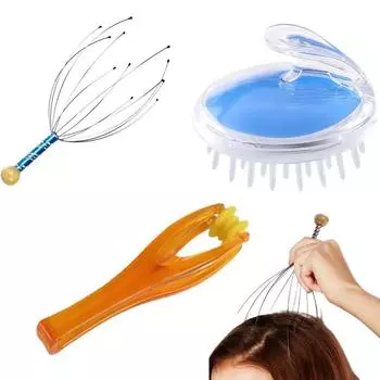 3-х компонентный инструмент для массажа головы и шеи, круглая расческа для снятия давления для взрослых, щетка, расческа, цвет случайный