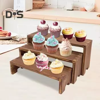 3-х компонентный стенд для демонстрации деревянных подставок, подставки для демонстрации в деревенском стиле, комбинированный тип стенда для демонстрации кексов, цветов, предметов коллекционирования, домашнего офиса, декора 3pcs