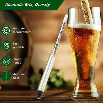 3-х масштабный ареометр, измеритель Брикса для алкоголя, денсиметр 3-в-1 для вина, пива 1 pc