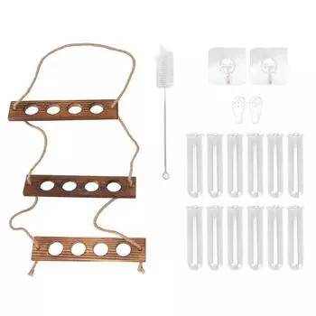 3-х ярусный настенный растительный террариум с 12 пробирками, подвесная стойка, ручная работа