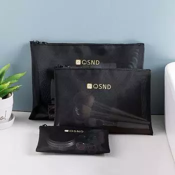 3-х размерный сетчатый мешочек на молнии, прозрачные косметички, портативный дорожный органайзер для туалетных принадлежностей, сумка для хранения помады, сумка для документов M