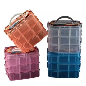 3-х слойный ящик для хранения Синий Оранжевый Розовый Пластик Белый белый