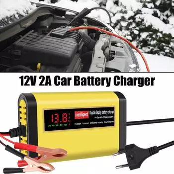 3-х ступенчатая свинцово-кислотная AGM GEL зарядка для аккумуляторов Автомобильные аксессуары 2A Интеллектуальная быстрая зарядка Цифровой ЖК-дисплей Полностью автоматическое зарядное устройство для автомобильных аккумуляторов