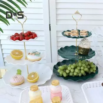 3-х уровневая башня-стенд для кексов, стойка для демонстрации десертов, не содержит бисфенол А, большая вместимость, простая сборка, многоуровневый поднос для сервировки тортов, принадлежности для вечеринок зелёный