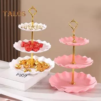 3-х уровневая башня-стенд для кексов, стойка для демонстрации десертов, не содержит бисфенол А, большая вместимость, простая сборка, многоуровневый поднос для сервировки тортов, принадлежности для вечеринок белый