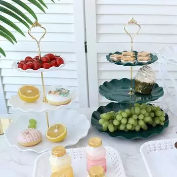 3-х уровневая башня-стенд для кексов, стойка для демонстрации десертов, не содержит бисфенол А, большая вместимость, простая сборка, многоуровневый поднос для сервировки тортов, принадлежности для вечеринок