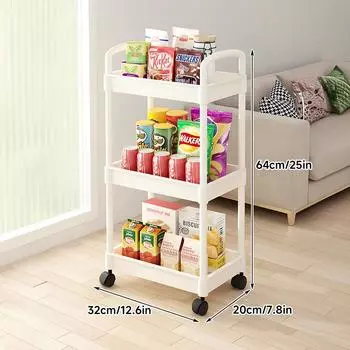 3-х уровневая мобильная тележка-органайзер для хранения вещей, бытовая кухонная многофункциональная тележка с колесами, аксессуары для дома, многоэтажная книжная полка 3-Tier белый
