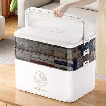 3-х уровневая переносная коробка для хранения таблеток с ручкой, большая вместимость, несколько отделений, многоцелевая коробка для лекарств с застежкой-застежкой