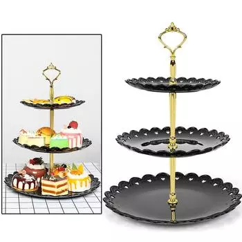 3-х уровневая подставка для кексов, держатель для фруктовых тарелок, десертов, закусок, конфет, фуршетная стойка, башня для свадебного торта, поднос для десертов
