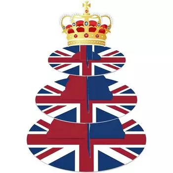 3-х уровневая подставка для кексов в британском стиле, подставка для торта с британским флагом, картонная подставка для торта в Великобритании, подставка для торта в Великобритании, Англия, башня для кексов 1 Set