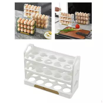 3-х уровневая подставка для яиц с ручкой, поднос для столешницы шкафа 01-Green