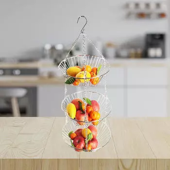 3-х уровневая подвесная корзина для фруктов и овощей, железная, с крючком, кованое железо Bag packaging