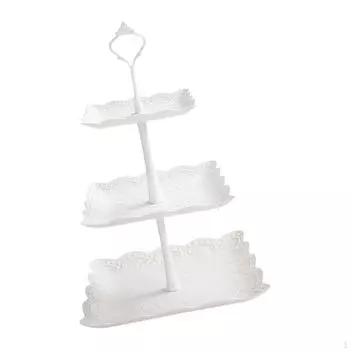 3-х уровневая презентационная стойка для фруктов 24cmx24cmx37cm_Square White