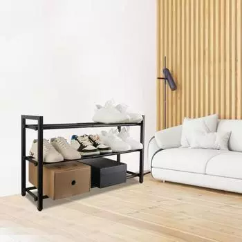 3-х уровневая расширяемая полка для обуви, грузоподъемность 20 фунтов, простая установка, регулируемый большой органайзер для обуви, полка для хранения