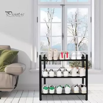 3-х уровневая расширяемая полка для обуви, грузоподъемность 20 фунтов, простая установка, регулируемый большой органайзер для обуви, держатель для хранения на полке Triple Layer