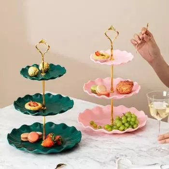 3-х уровневая стойка для кексов башня десертная стойка без BPA большая емкость простая сборка торт темно-зеленого