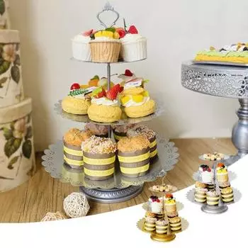 3-х уровневая стойка для кексов, стойка для демонстрации десертов, устойчивая, большая вместимость, простая сборка, многоуровневая сервировка золотистый