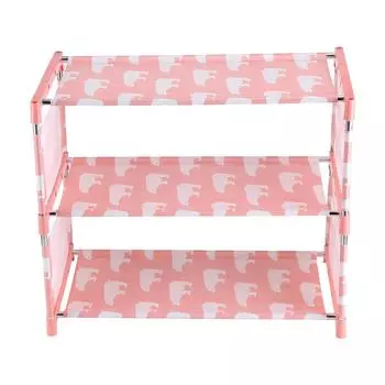 3-х уровневая стойка для обуви из нетканого материала, самодельная полка для хранения обуви, домашний органайзер, розовый цвет