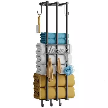 3-х уровневая вешалка для полотенец для ванной комнаты с крючками Полка для полотенец Настенный держатель для полотенец Свернутые полотенца