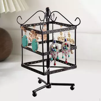 3-х уровневая железная стойка для сережек, модная многоцелевая подставка для ювелирных изделий для рабочего стола чёрный