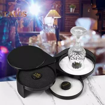 3-х уровневый барный стеклянный риммер для соли и сахара, коробка для приправ, сепаратор ингредиентов для коктейлей, инструмент для бармена для маргариты чёрный