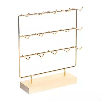 3-х уровневый держатель для сережек, подставка, органайзер для ювелирных изделий, для женщин и девочек, деревянный