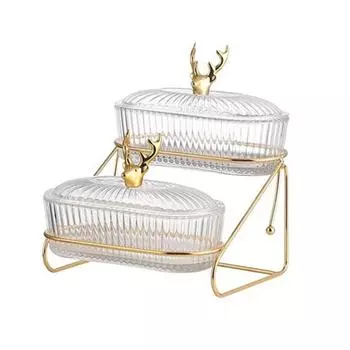 3-х уровневый поднос для сухофруктов с подставкой для орехов, стильная крышка из лосиного дерева, прочная пластиковая железная рама Dual Layer